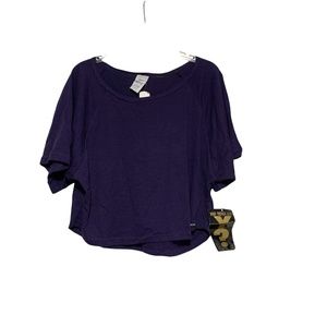 Vintage 1990s Made in USA Why Things Burn Crop Top Purple Sz Lg NOS